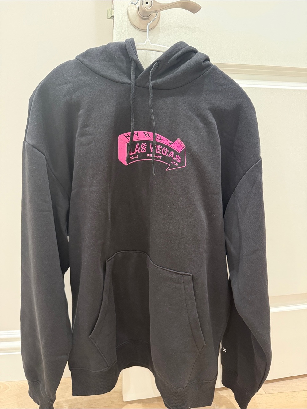 Black Hoodie with Pink Las Vegas Graphic